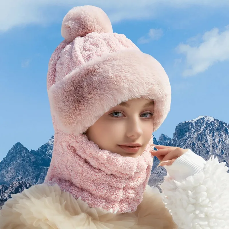 قبعة محبوكة دافئة من القطيفة للنساء - قبعة تزلج شتوية، لون خالص، مناسبة للاستخدام الخارجي في الخريف والشتاء #2
