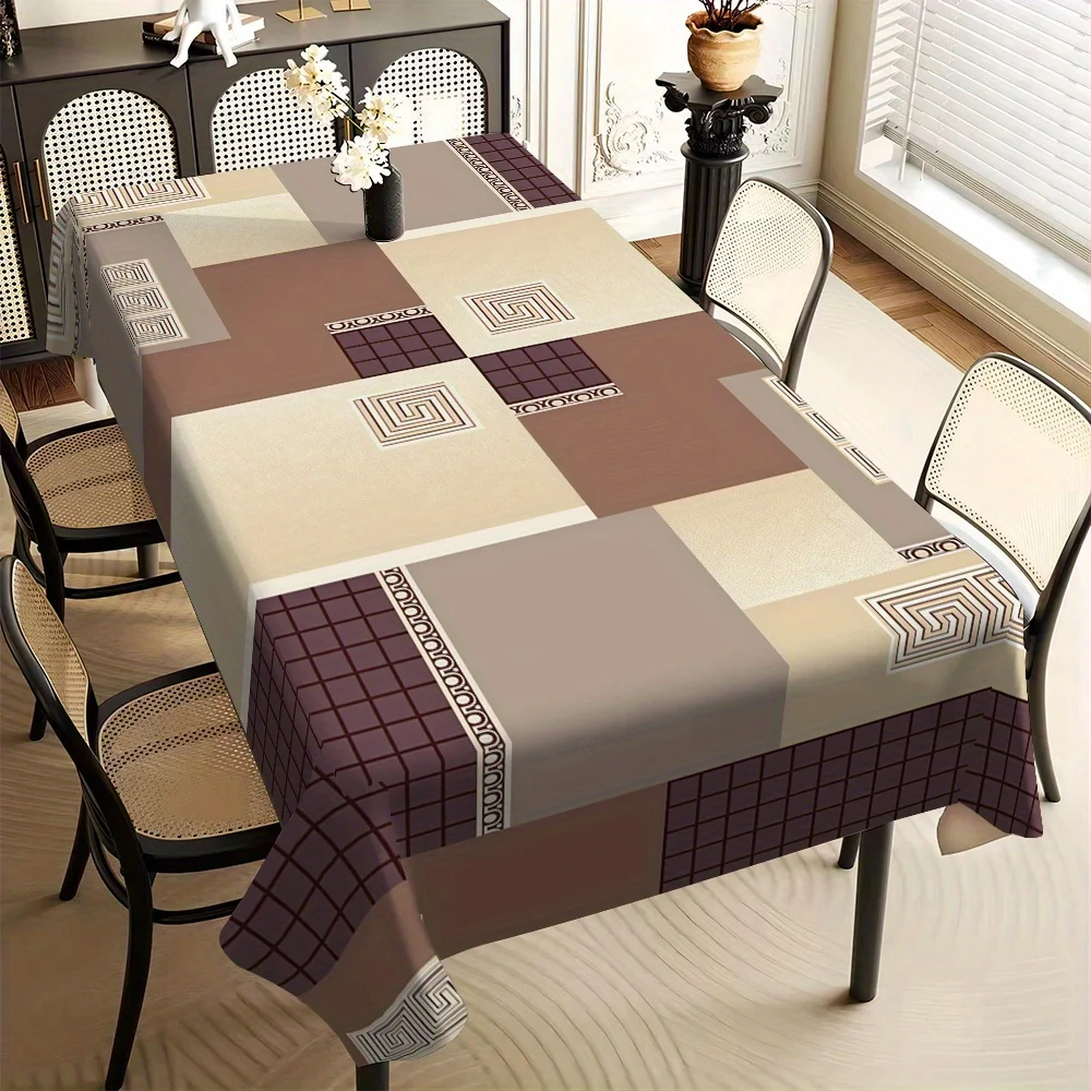 JIT-1pc High-grade Splicing Patterned Tablecloth with Simple European Style Pattern - Square Tablecloth for Home Usezyc