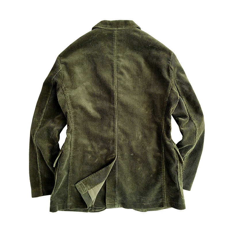 Safari Jacket for Men Corduroy Multi-pockets Spring Autumn Classic Blazer American Vintage Suit