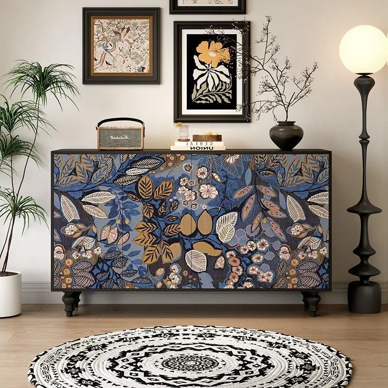

Artistic Painted French Retro Entryway Cabinet for 2026 Dining Room Sideboard Solid Wood Storage Cabinet Living Room