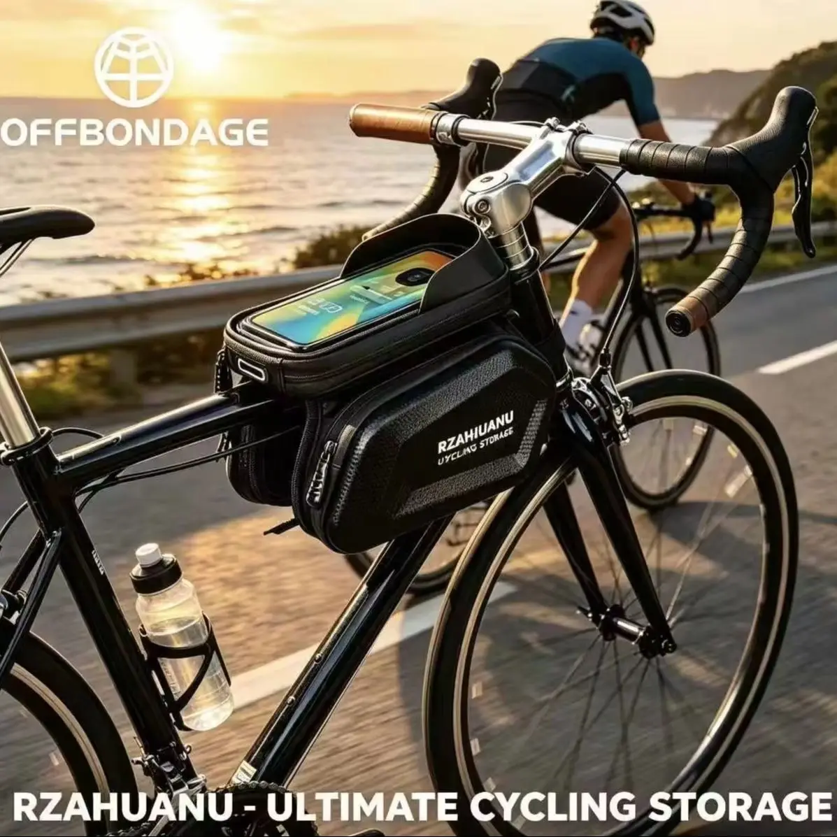 OFFBONDAGE Phone Hard Case Waterproof Reflective Large Capacity Top Tube Bag MTB Road Bicycle Saddle Bag Head Bag Front Beam Bag