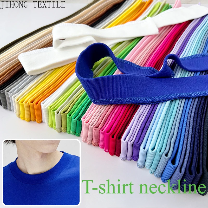 T-shirt Hals Vervanging Ribstof DIY Accessoires Effen Kleur Zomer Korte mouwen Ronde hals Jurk Kraag Geribbeld 3x60cm