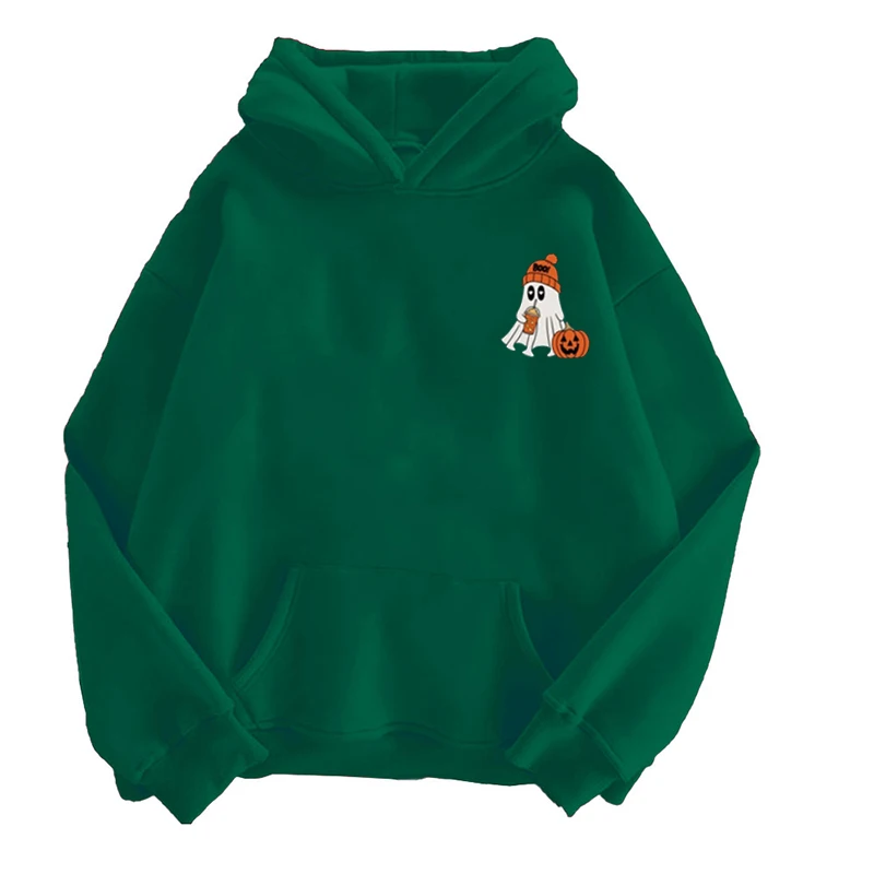 سترة الهالوين النسائية فضفاضة تناسب الدافئة المريحة البلوز الأسود شبح اليقطين لطيف هدية الخريف قميص مخيف مطبوعة منقوشة القمم