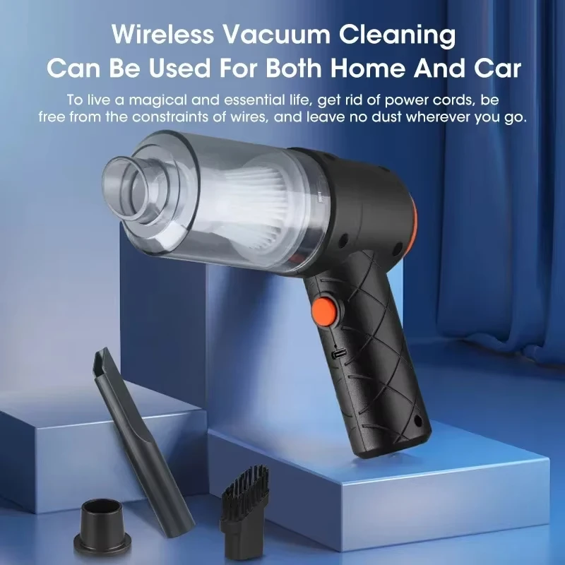 Handheld Cordless Car Vacuum Cleaner 6000Pa Strong Suction Dual Purpose Suction Blowing Rechargeable for Pet Hair Home Car