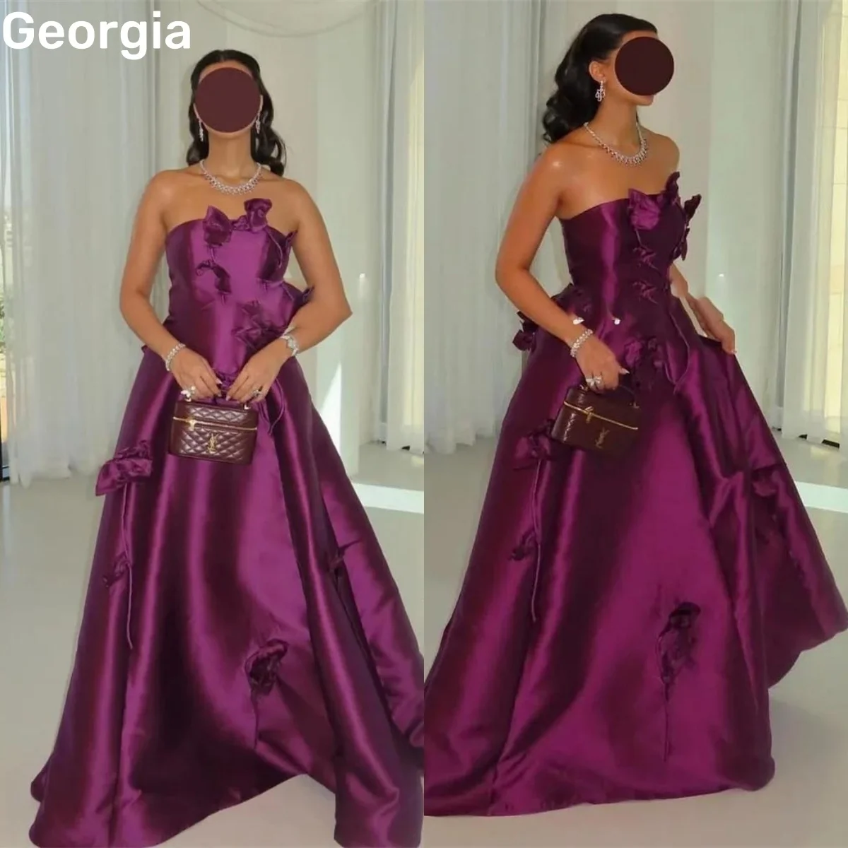 

Strapless Customize A-Line Luxury Dresses Women Ruffle Satin Floor-Length Wedding Party Dress Zipper Up Wedding Dress Women