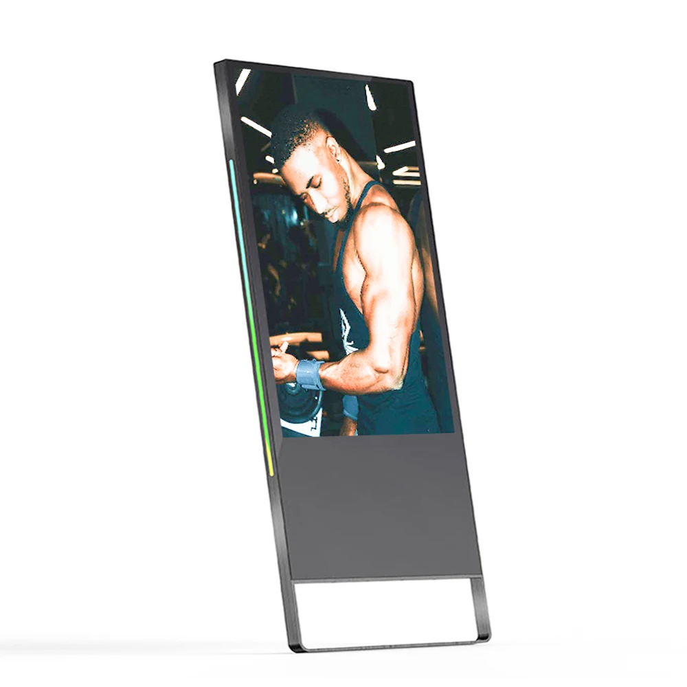 

WJW DZ LW Advanced Smart Fitness Mirror Strength Cardio Workout Home Gym Trainer Equipment 43 Inch Touchscreen Floor Stand 1080P