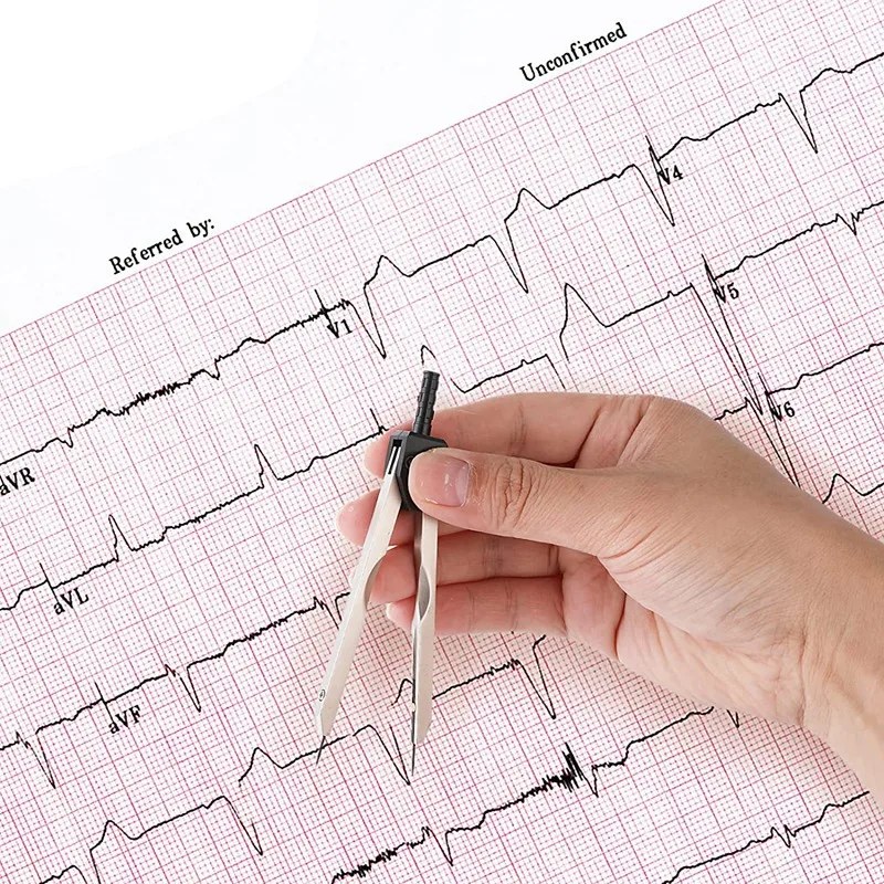 Ferramenta de medição de pinça ECG Paquímetros EKG de metal com régua Divisor de pinça preta para enfermeira ou