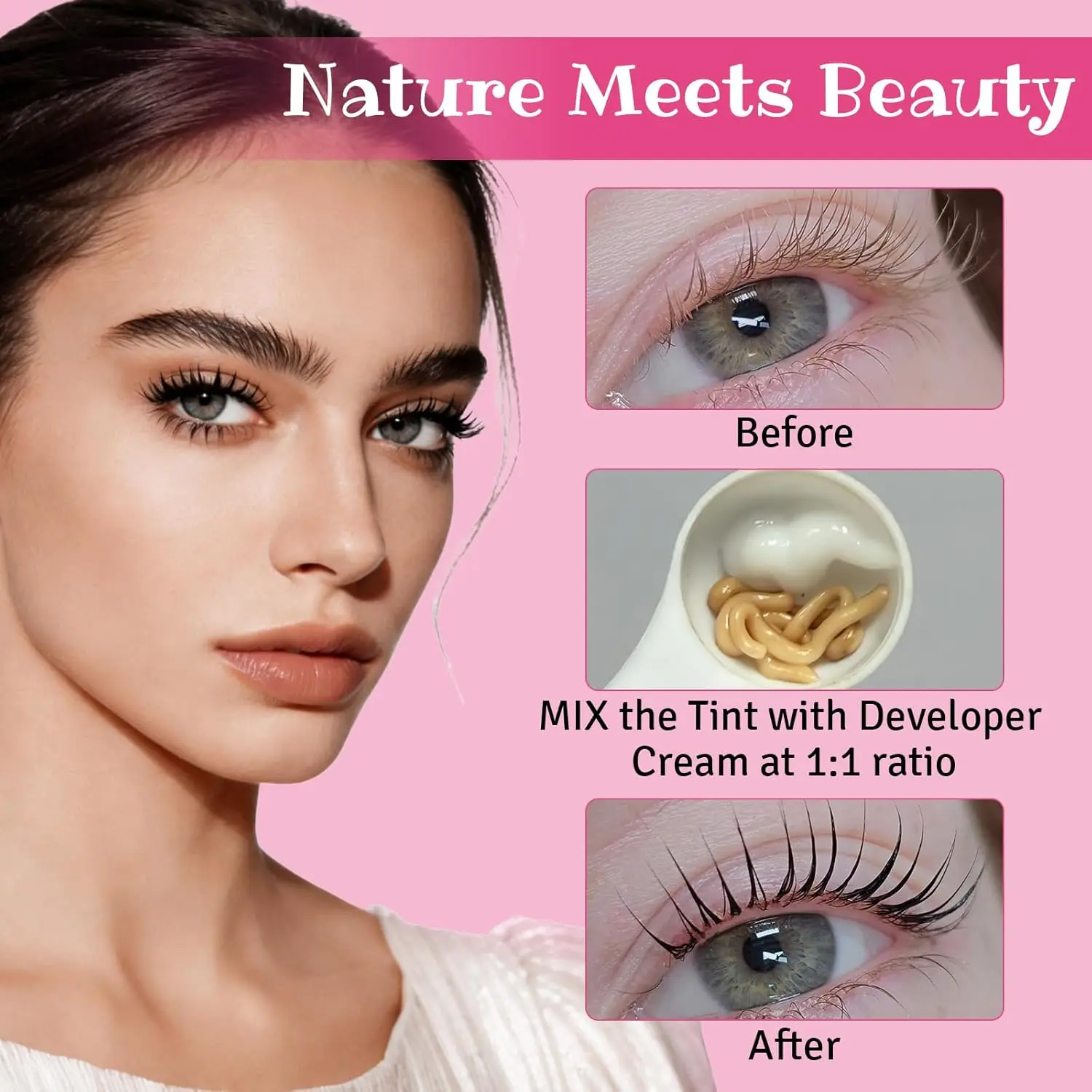LOMANSA NEW 10ml Lash Color Kit Black Voluminous Coloring Eyelash Fast Tint Kit Enhancers Easy Dye Results Lasting For 4 Weeks