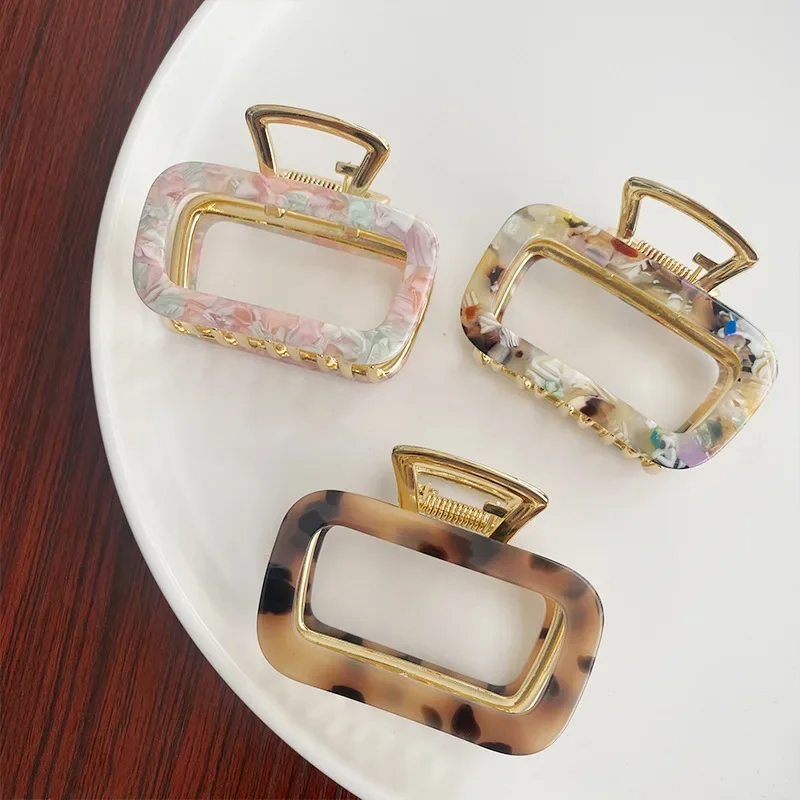 Small Size Square Hair Claws Colorful Elegant Acrylic Hairpins Barrette Crab Hair Clips Headwear for Women Girl Hair Accessories