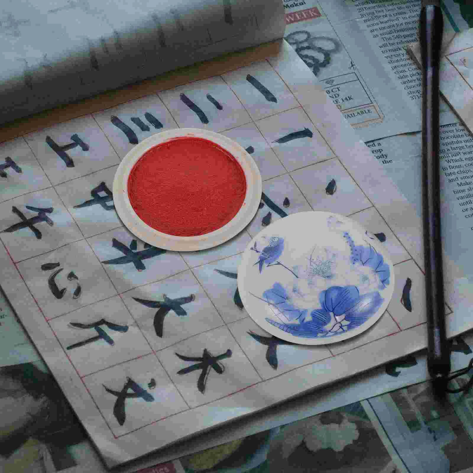 Ink Pad Inkpad Seal Box Ceramic Calligraphy Pads Stamp Use Paste Red Painting Yinni Fingerprint Chinese Vermilion With