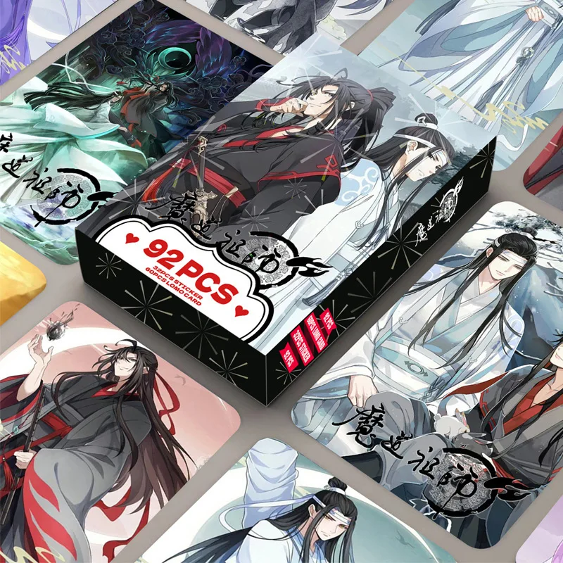 92pcs Mo Dao Zu Shi Mini Postcards Grandmaster of Demonic Cultivation Featuring Wei Wuxian Lan Wangji Laser Lomo Photo Cards