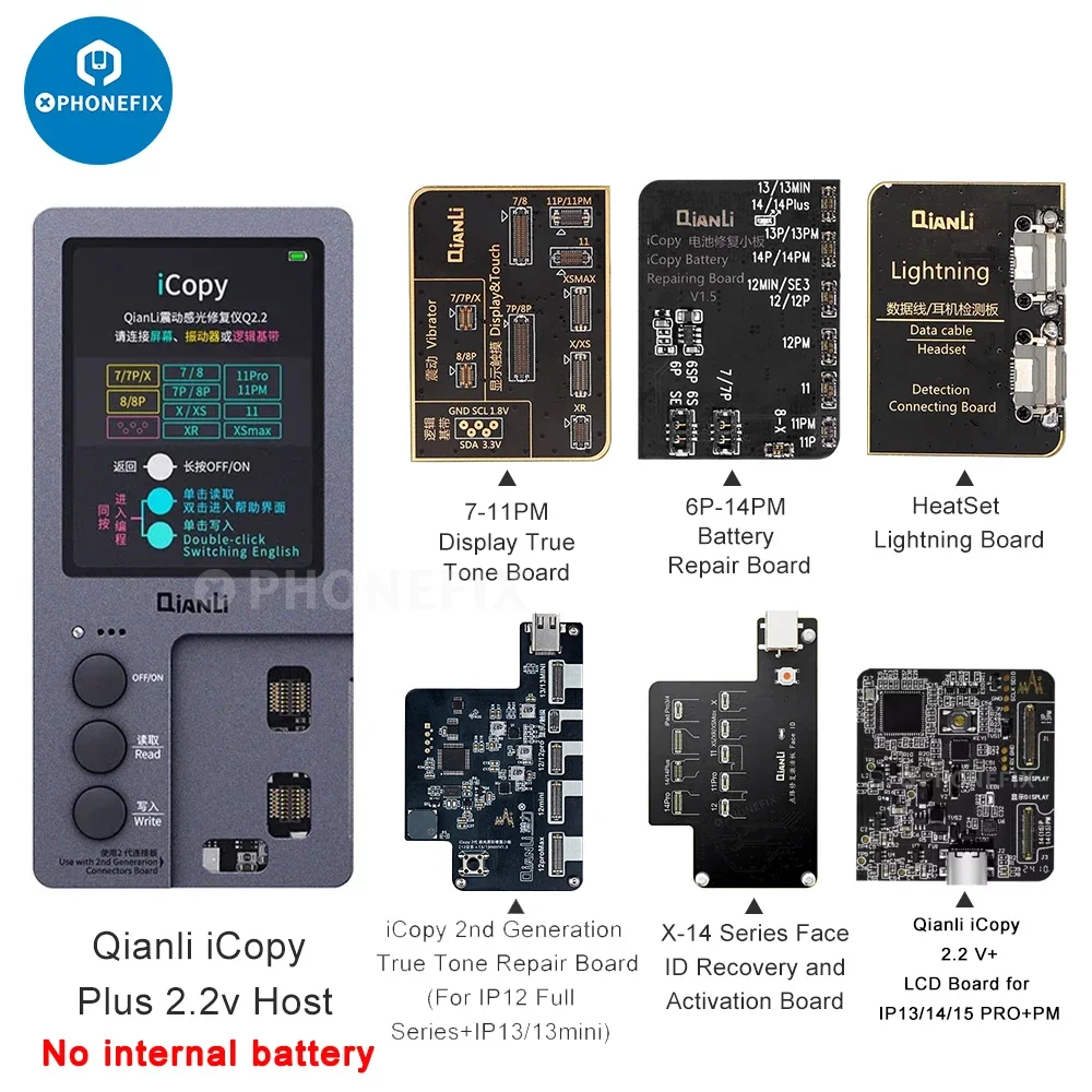 Qianli iCopy 플러스 LCD 보드, 아이폰 12 - 15 프로 맥스 스크린, 톤 페이스 ID 복구, 배터리 수리, EEPROM 프로그래머, 2.2v 
