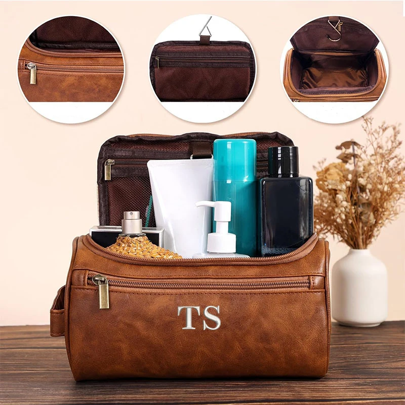 Personalized embroidery large waterproof ladies make-up bag cosmetics bathroom shaving bag men travel business handbag image 5