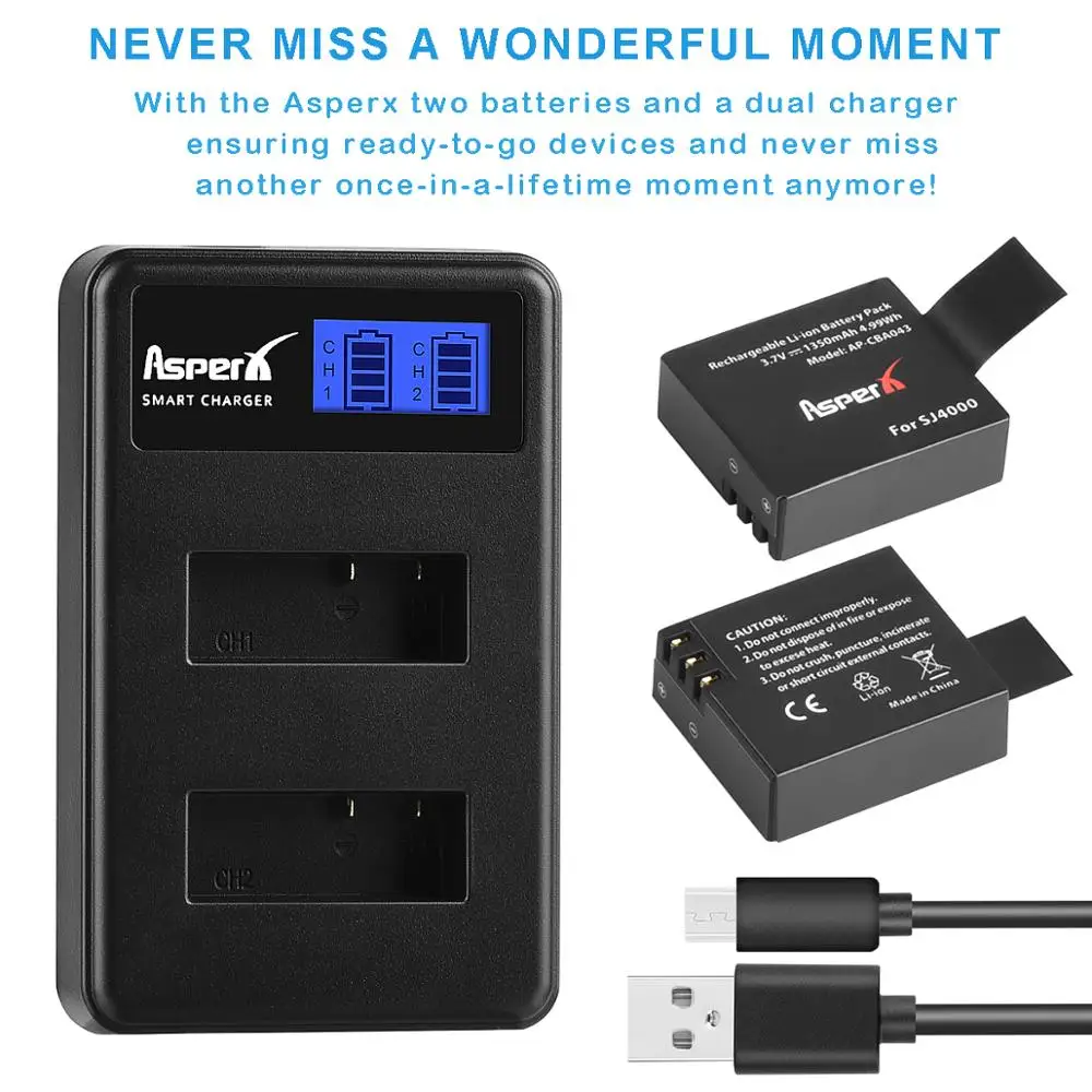 Аккумулятор и зарядное устройство для EKEN H9R H8 H8R SJCAM SJ4000 WIFI SJ5000 SJ6000 Sj5000 WIFI M10 SJ7000 SJ8000 SJ9000, 1350 мАч