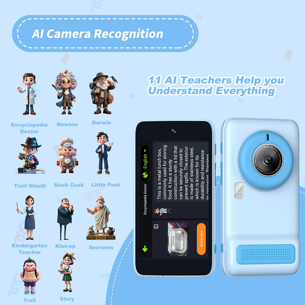 Velec Kids Smart AI Learning Camera Educational Toys with Photo Recognition & Knowledge Encyclopedia Brithday Gifts for Age 3-12