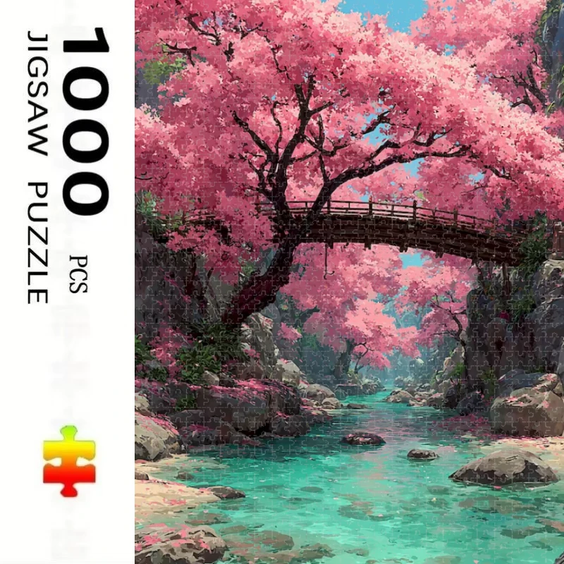 Large Size Jigsaw Puzzle 500/1000/1200/2000 Pcs Cherry Blossom Scenery Jigsaw Puzzles for Adults Stress Relief Toys Unique Gift