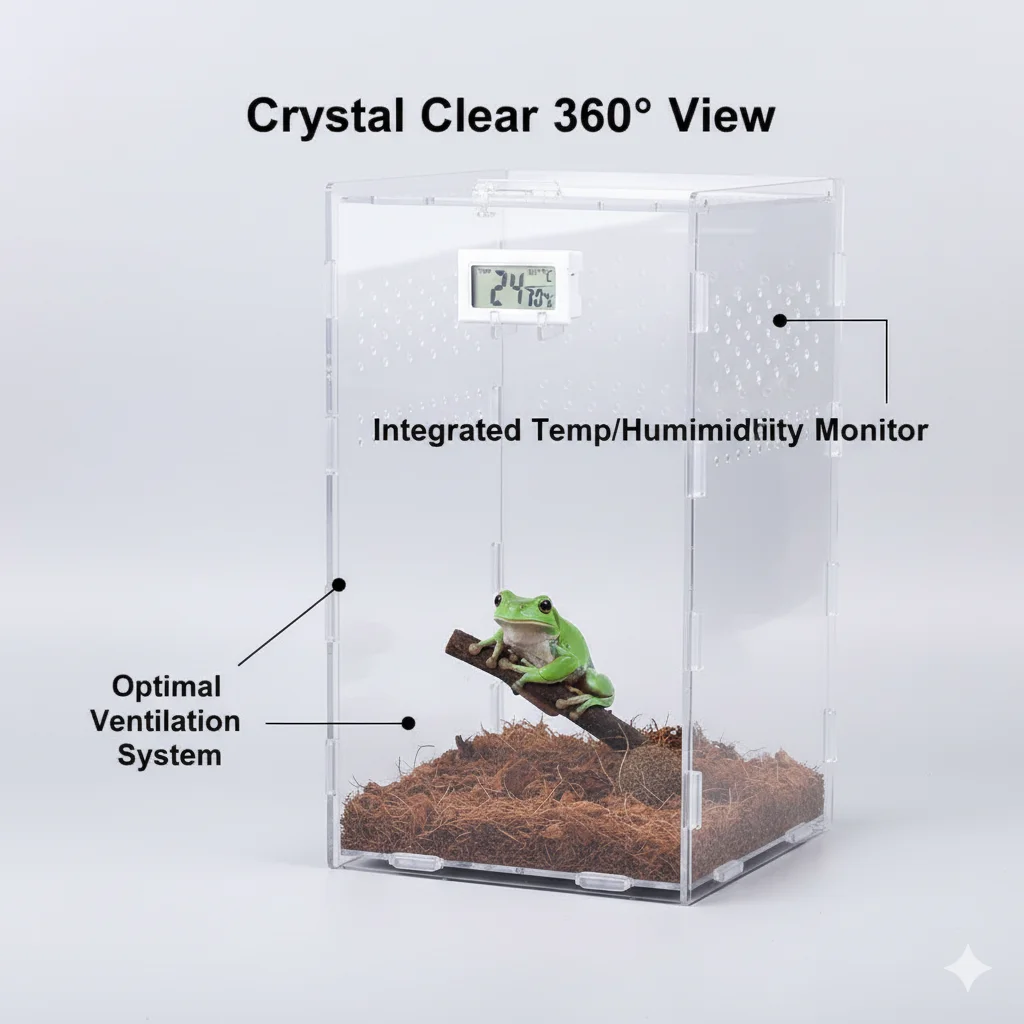 Transparent Acrylic Spider Enclosure Box With Vent Holes Stackable Breeding Cage For Jumping Spiders Gecko Insect Pet Habitat