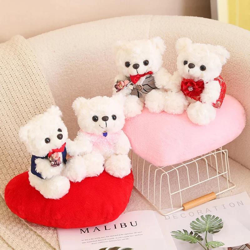 Urso de pelúcia para casais, bichos de pelúcia fofos, peluches de urso, boneca para namorada, presentes do dia dos namorados, 24cm, casal dos desenhos animados