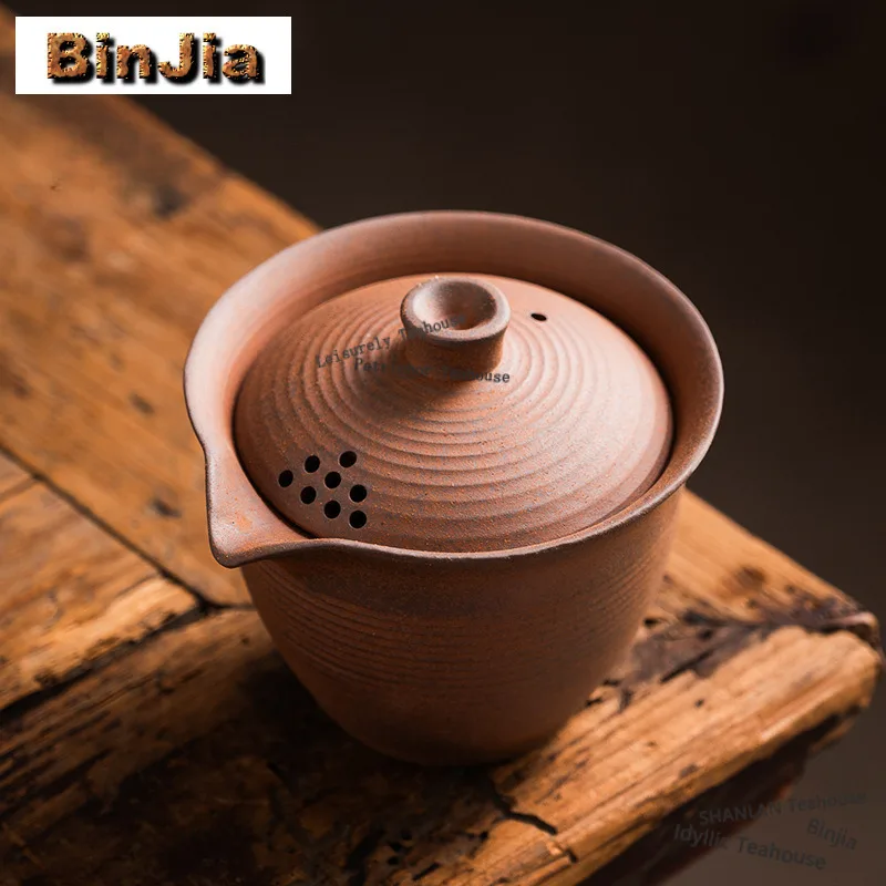 

220ml Coarse Pottery Hand Grab Teapot Handmade Tea Infuser Pot Household Tea Soaking Kettle With Strainer Green Tea Tea Services