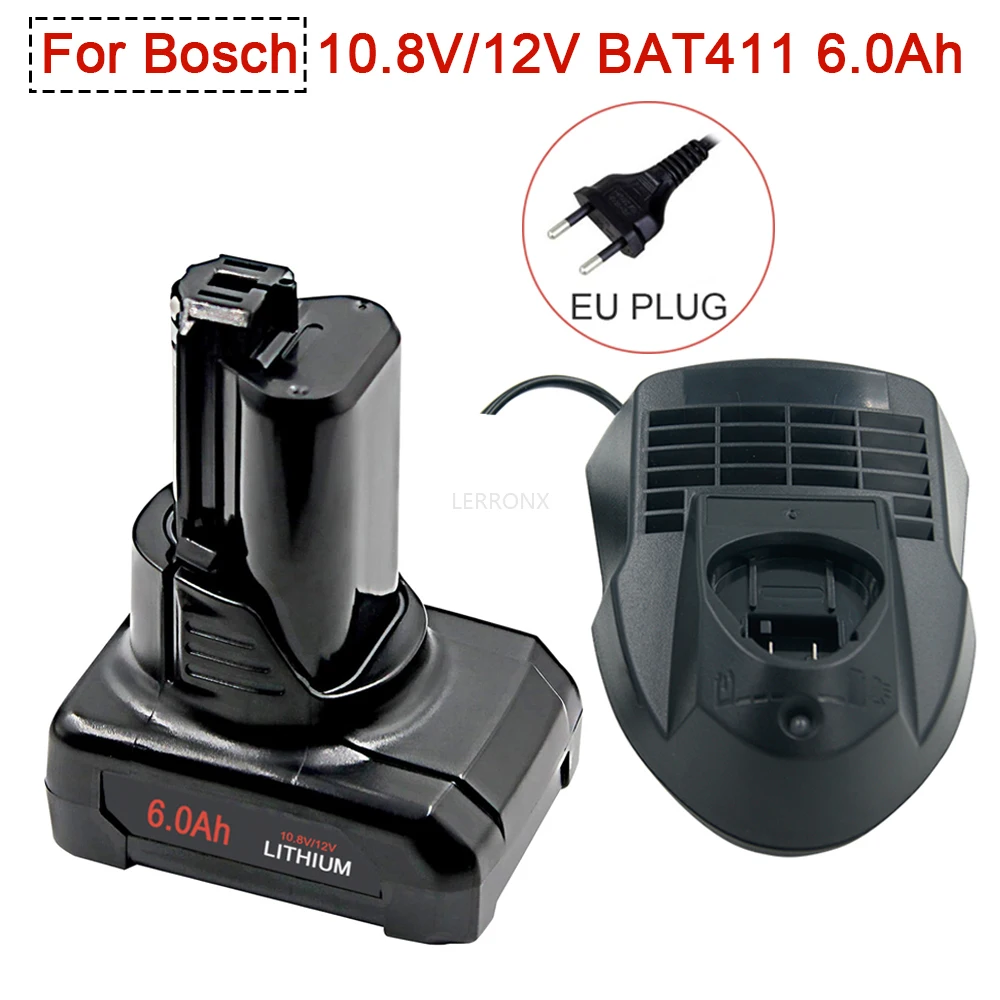 10,8 V 12 V 6000 mAh Li-Ionen-Akku und Ladegerät für Bosch BAT411 BAT412 BAT413A BAT420 GSR10.8 GSR12V-LI GDR10.8-LI