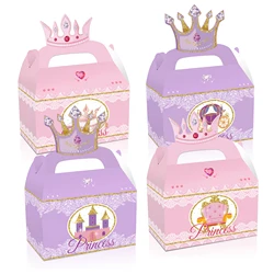 DD153 4Pcs Sweet Princess Crown Diamond Castle Birthday Party Favor Box Candy Packing Gift Bags Baby Shower Party Decorations