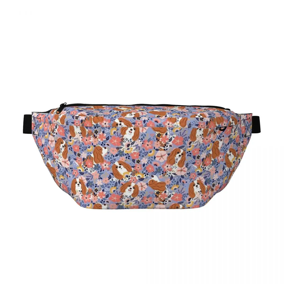 

Crossbody Waist Bag Cute Cavalier King Charles Spaniel Garden - Blue Background Men Women Adjustable Fanny Pack Phone Chest Bag