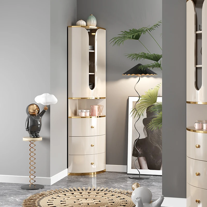 

Light luxury triangle cabinet corner cabinet in living room Simple modern paint vertical cabinet locker