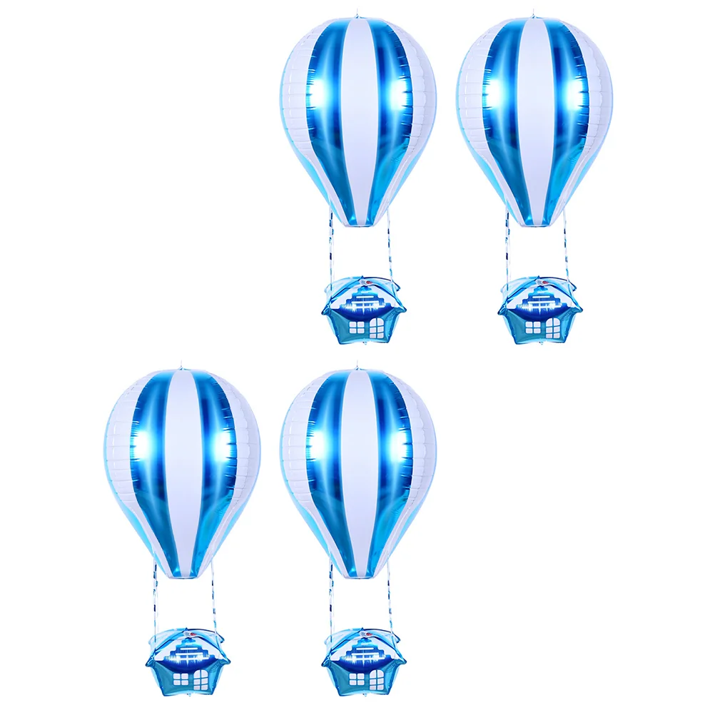 4 Pcs Hot Air Balloon Decoration Aluminum Film Cake Decorations Birthday Party Foil Child Baby Toy