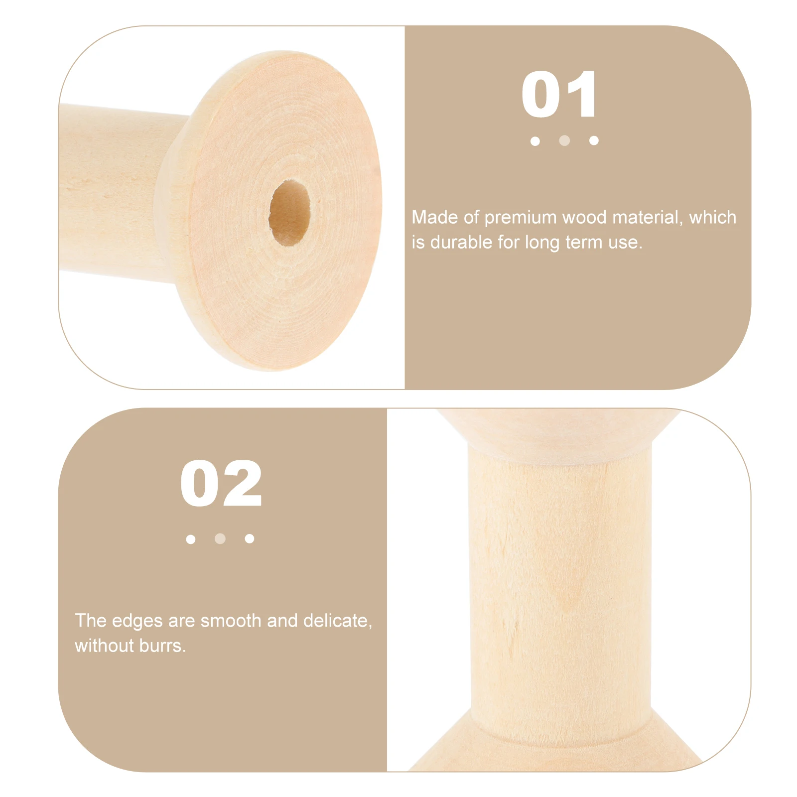 

5 Pcs Craft Wooden Spool Sewing Thread Spools Natural for Machine Light Brown Winding Miss