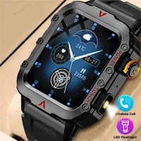 2025 Smartwatch militar deportes al aire libre relojes para hombre mujer linterna LED monitoreo de salud 1,73 pulgadas relojes Bluetooth nuevo