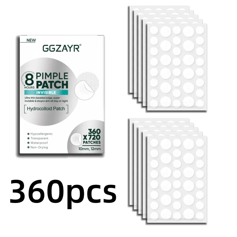 Набор смешанных патчей от прыщей в горошек, 360/720 шт., различные размеры, глубоко очищающие, без спирта, приятные для кожи, унисекс, для скрытия прыщей