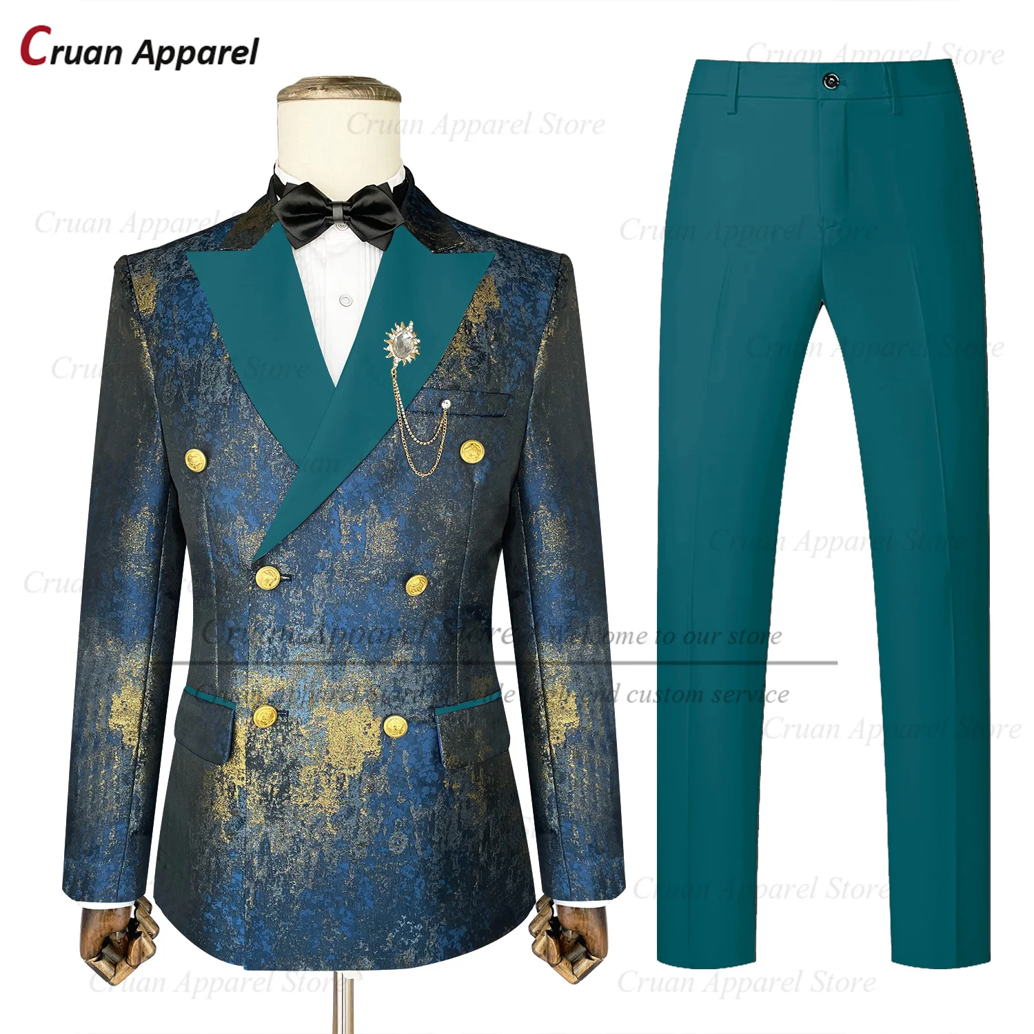 Newest Men Suit Sets Wedding Party Grooms Tailor-made Luxury Outfits Evening Dinner Male Fashion Shiny Blazer Pants 2 Pieces