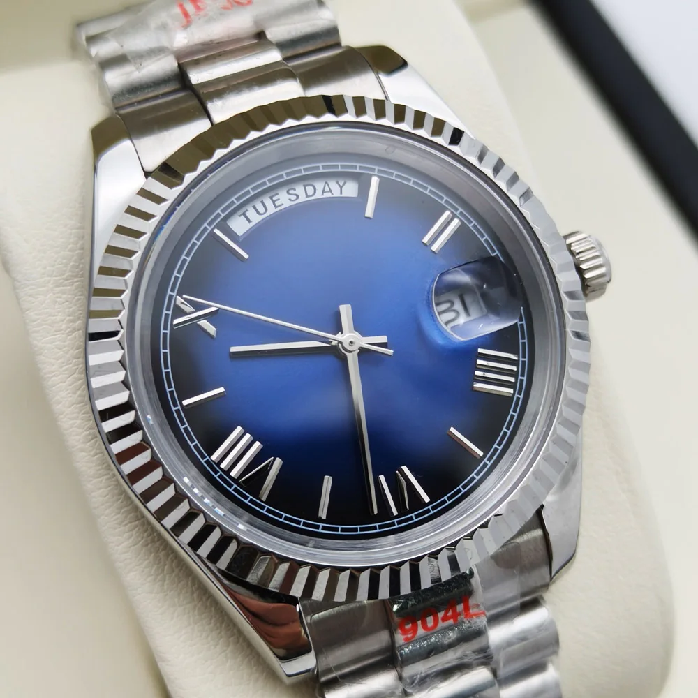 Montres mécaniques de luxe pour hommes, cadran bleu dégradé, automatique, semaine japonaise, mouvement MIYOTA 8285, horloge