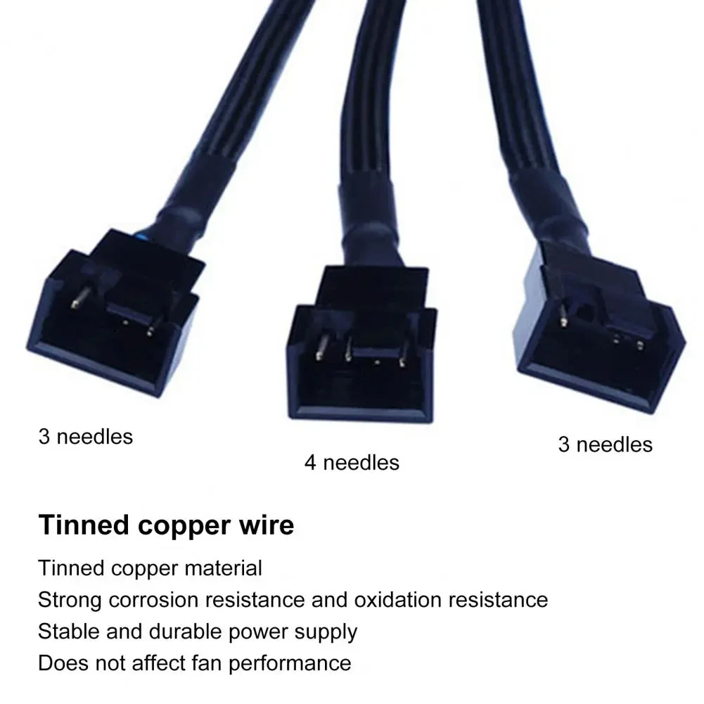 Pwm lüfter kabel 4-poliger lüfter splitter 1 bis 4/3/wege splitter verlängerung kabel schwarz ärmel 27cm lüfter hub splitter pc zubehör