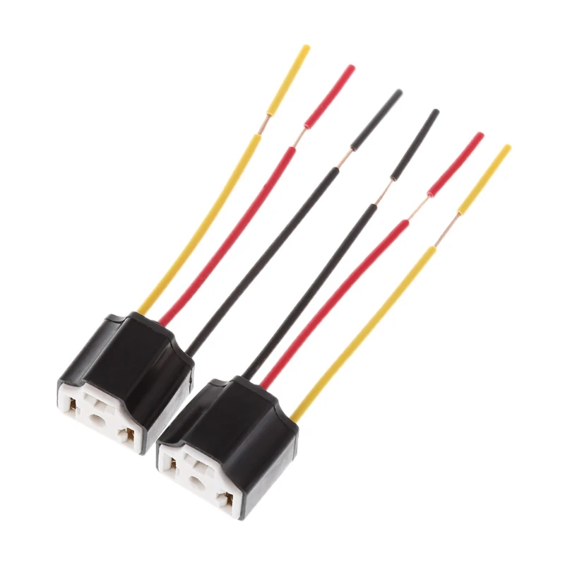 2PCS Female H4 LED 9003 HB2 Car Headlight Bulb Holder Extension Wire LED Lamp Connector Ceramic Adapter Socket