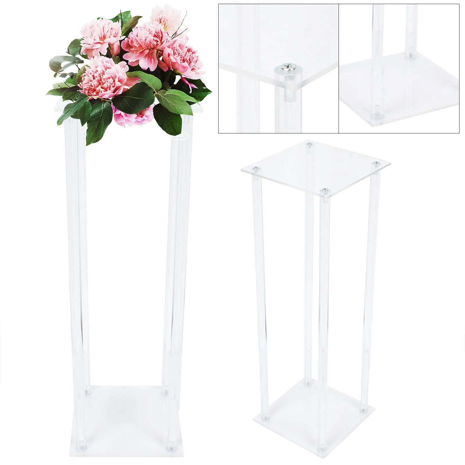 2PCS Tabletop Decoration Square Acrylic Clear Display Rack Wedding Centerpieces Flower Stand