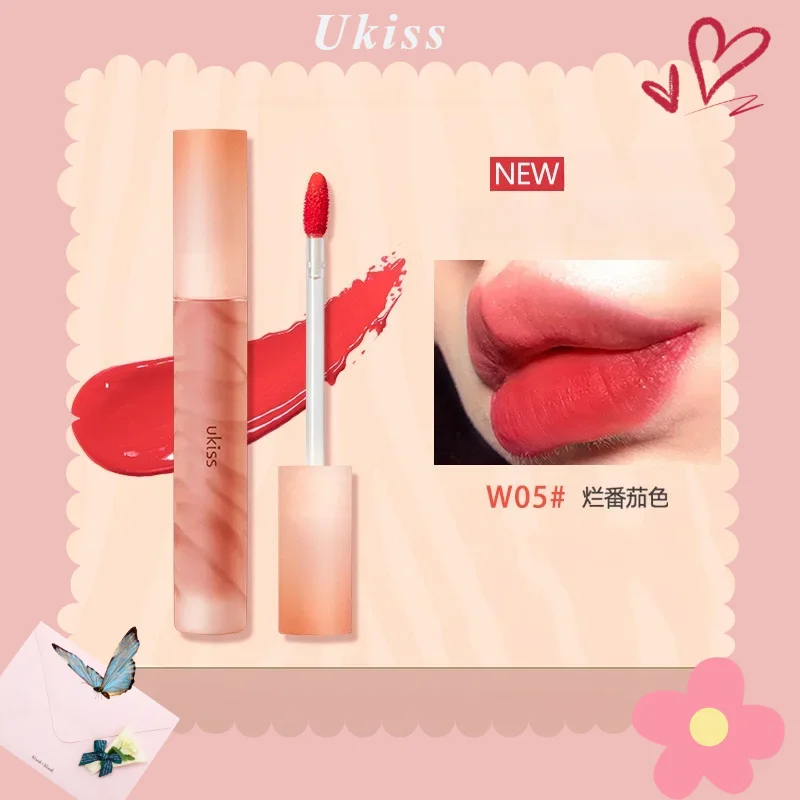 

UKISS Lip Gloss Velvet Lipstick Lip Glaze Matte Waterproof Long Lasting Red Lip Tint Women Rare Beauty Cosmetics Makeup