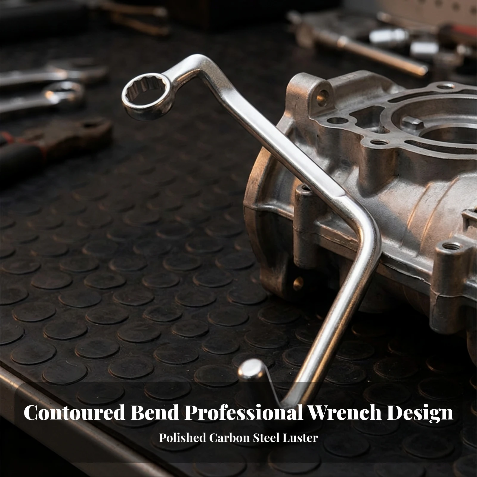 9/16 Inch Offset Wrench with Long Bent Shaft for Tight Engine Bay Access Tool