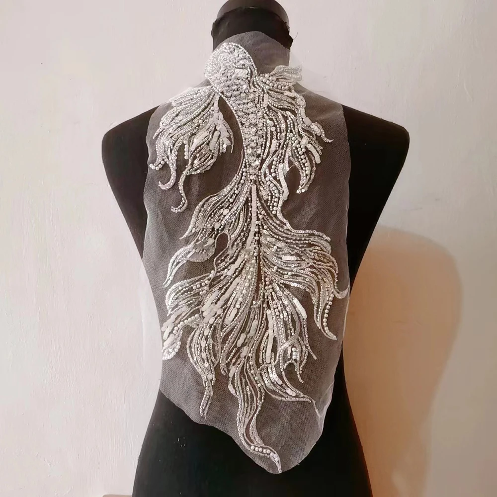 1Pc 3D ręcznie robiona ryba zroszony łatka z cekinów aplikacja dla DIY Reapir 49*23CM