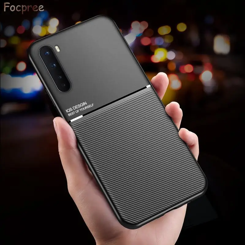 

For Oneplus Nord Case Slim Leather Magnetic Car Holder Plate Phone Cases 11 9 Pro 7 7T 8 8T 9RT 10T ACE 2 Back Phone Cover New