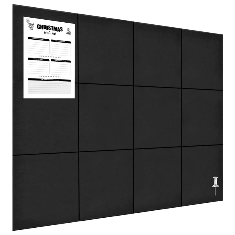Black Large Felt Cork Pin Note Bulletin Boards Wall Tiles Soundproof Acoustic Panel Wallpaper for Home Office Ceiling Decorative