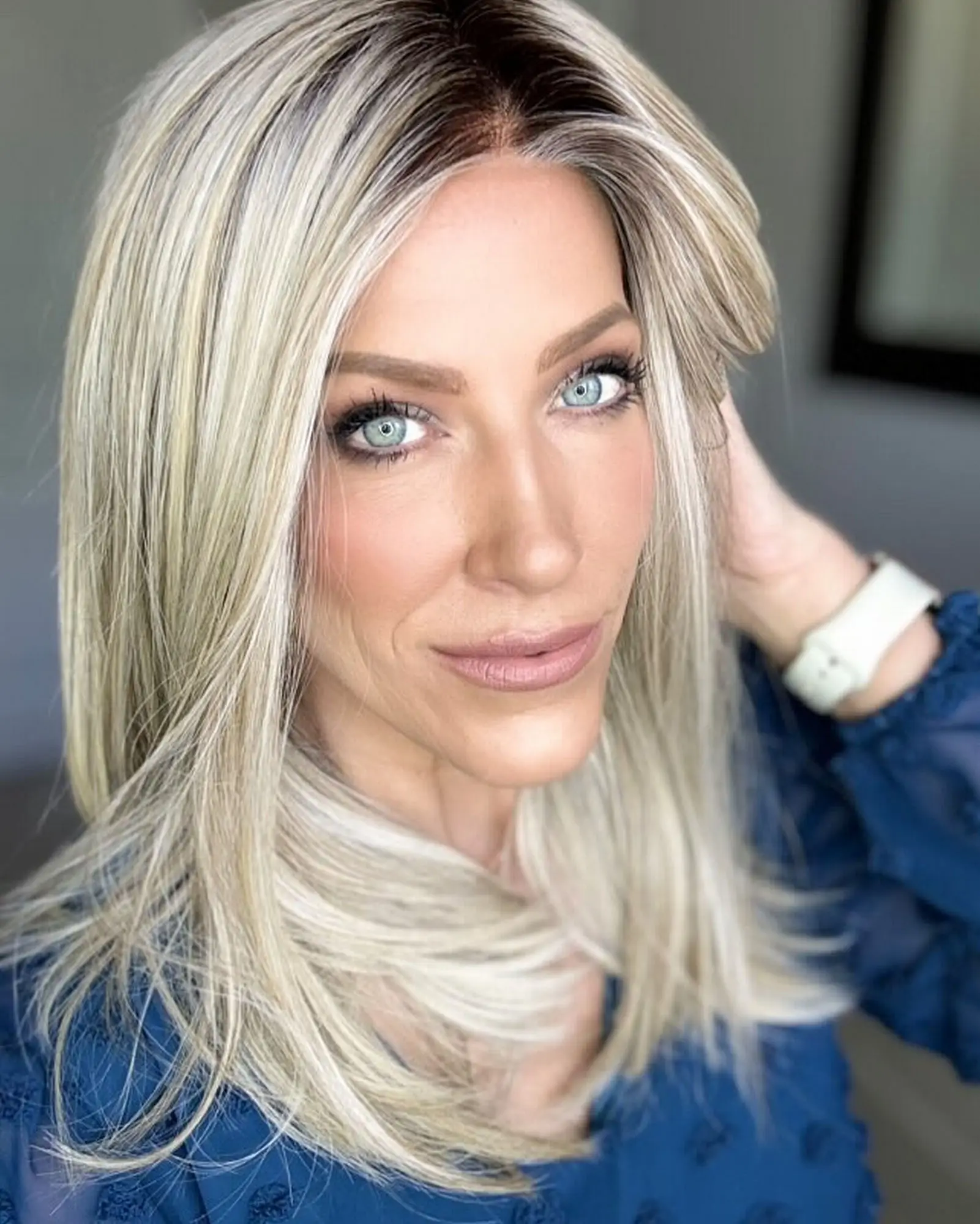 شعر فاخر طبيعي مستقيم الاصطناعية الدانتيل الباروكات أمامي أومبير الكتف الرماد شقراء الاصطناعية الدانتيل الباروكات أمامي ألياف سمراء #6