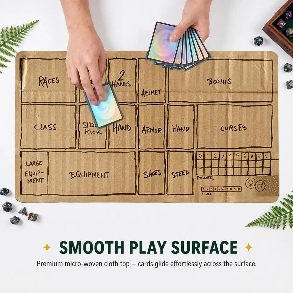 60X35CM Vintage Paper Character Stat Tracker Play mat Non-Slip Rubber Base Stitched Edge Large Table Mat for Card Game