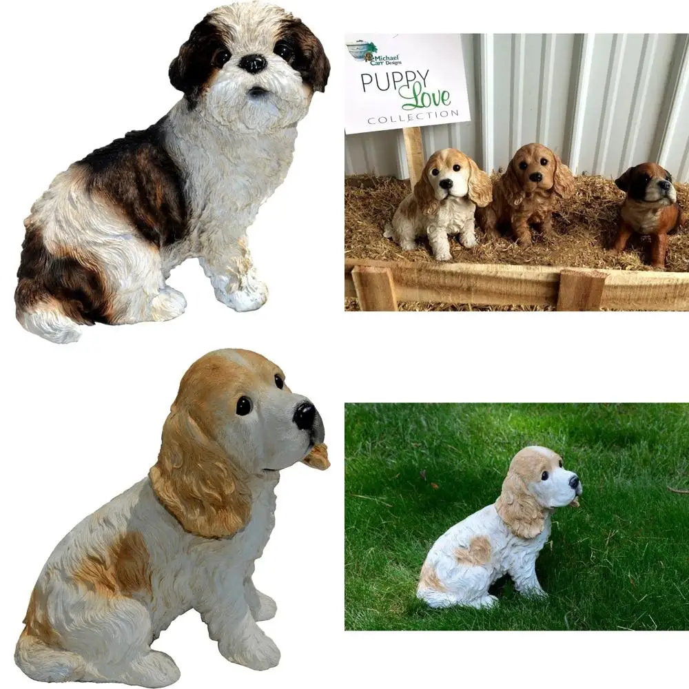 

Дизайн Майкла Кэр: статуя щенка Сью-Сей Тцу на открытом воздухе для сада, патио и декора газона (80093)