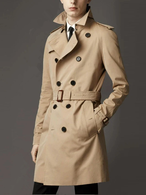 

Korean Sle Slim Fit Briti Sle Men's Coat Medium Length Outerwear New Autumn Winter Men's Large Size Fce Lined Thiened