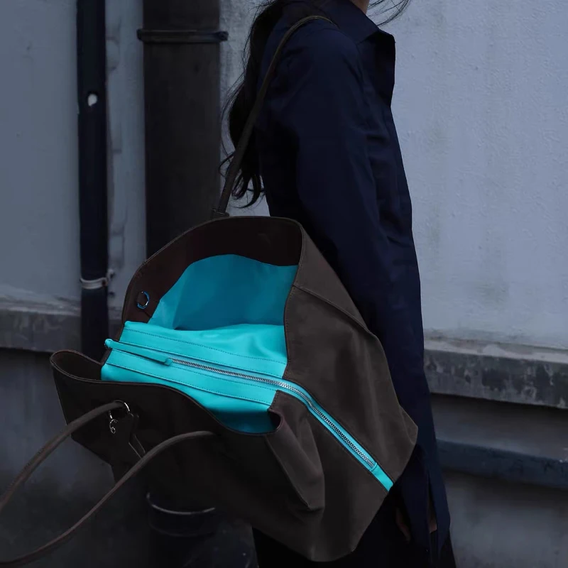 Damen-Tragetasche, mehrschichtige Schultertasche mit großem Fassungsvermögen und Reißverschluss, Damen-Vintage-Handtasche mit mattiertem Finish, ideal für Büro, Pendel und den täglichen Gebrauch, mit Tragegriff. – Detail 26