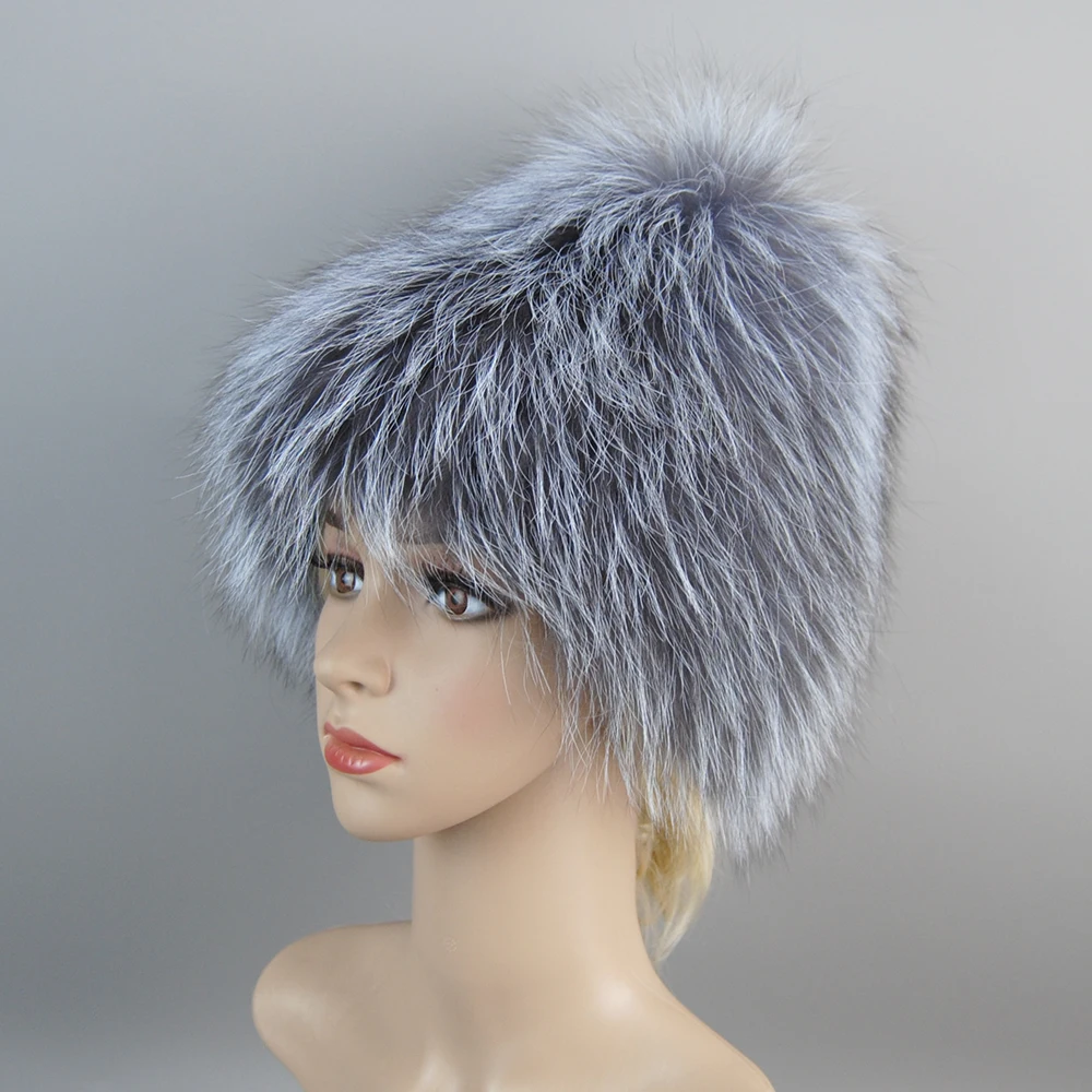 2024 New Luxury 100% Natural Real Fox Fur Hat Women Winter Knitted Real Fox Fur Bomber Cap Girls Warm Soft Fox Fur Beanies Hats