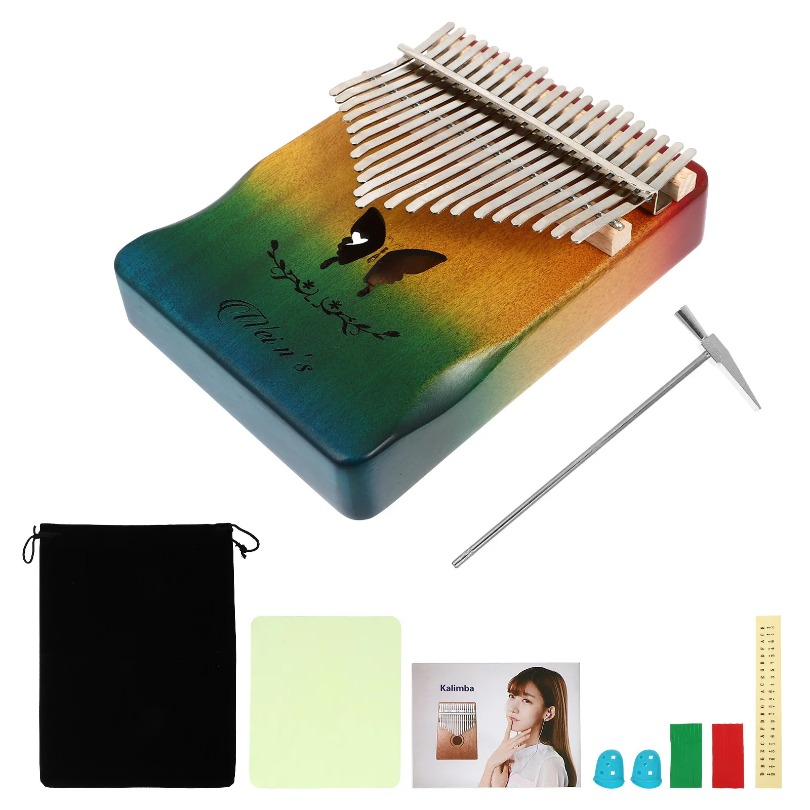 

21-клавишная калимба: мини-пианино для начинающих, цветные деревянные клавиши, полный звук, легко освоить