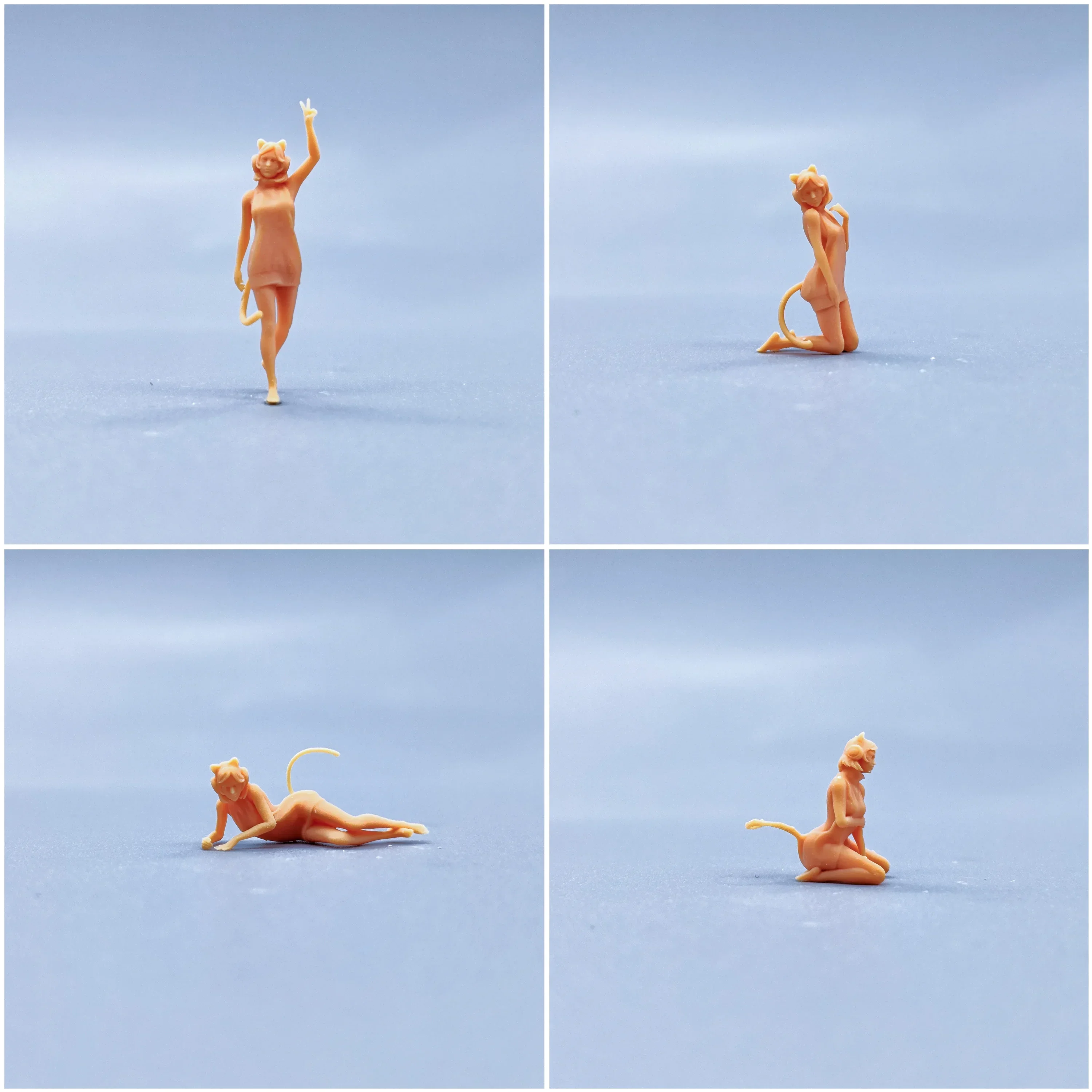 1/64 1/50 1/43 Figuren Maßstab Modell Harz Katzenohren und freiliegender Schwanz ungefärbte Miniaturen Diorama handbemalt S406 S409