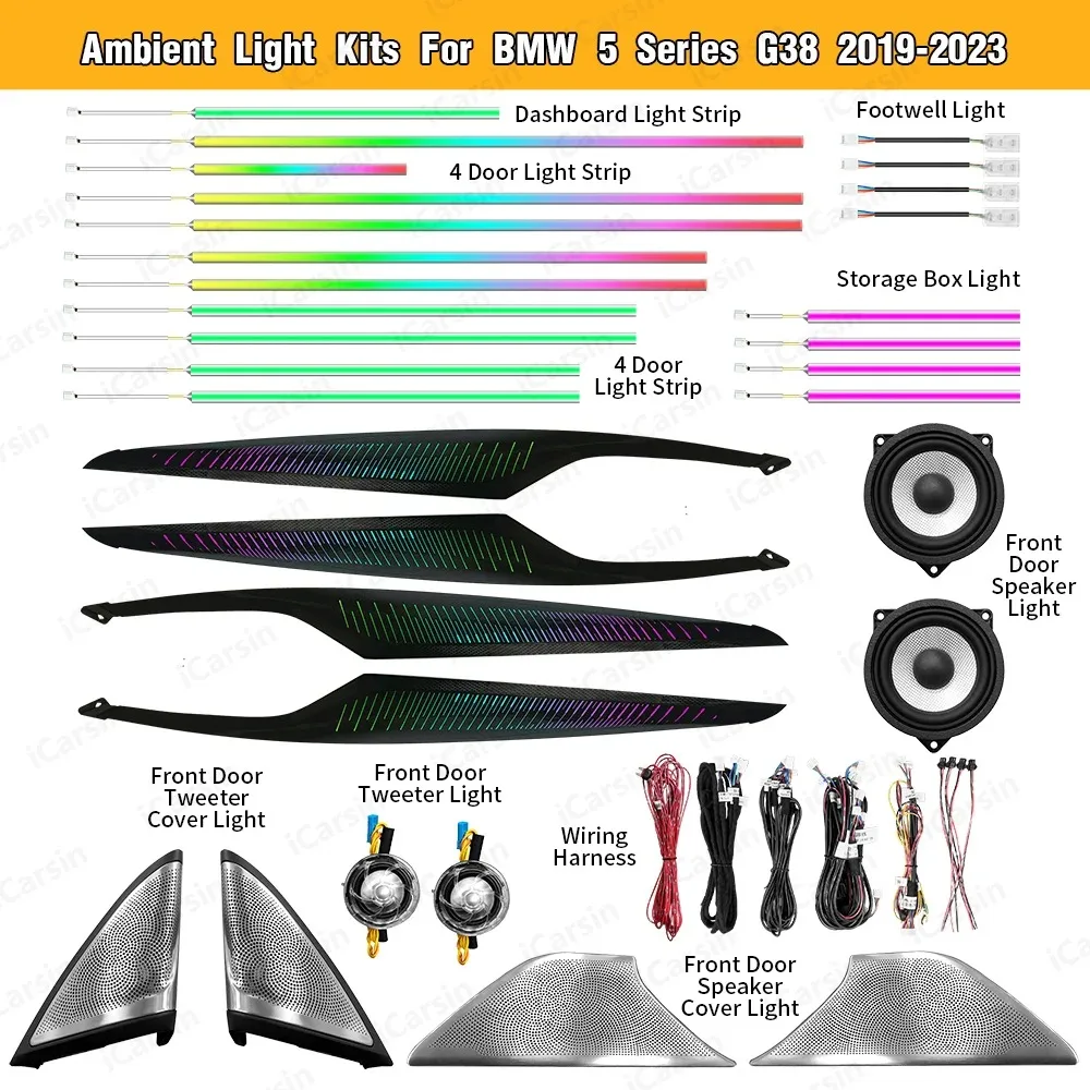 

RHD/LHD G30 Ambient Lighting for BMW 5 Series 2018 - 2021 G30 Interior LED Light Accessories Speaker Cover Tweeter